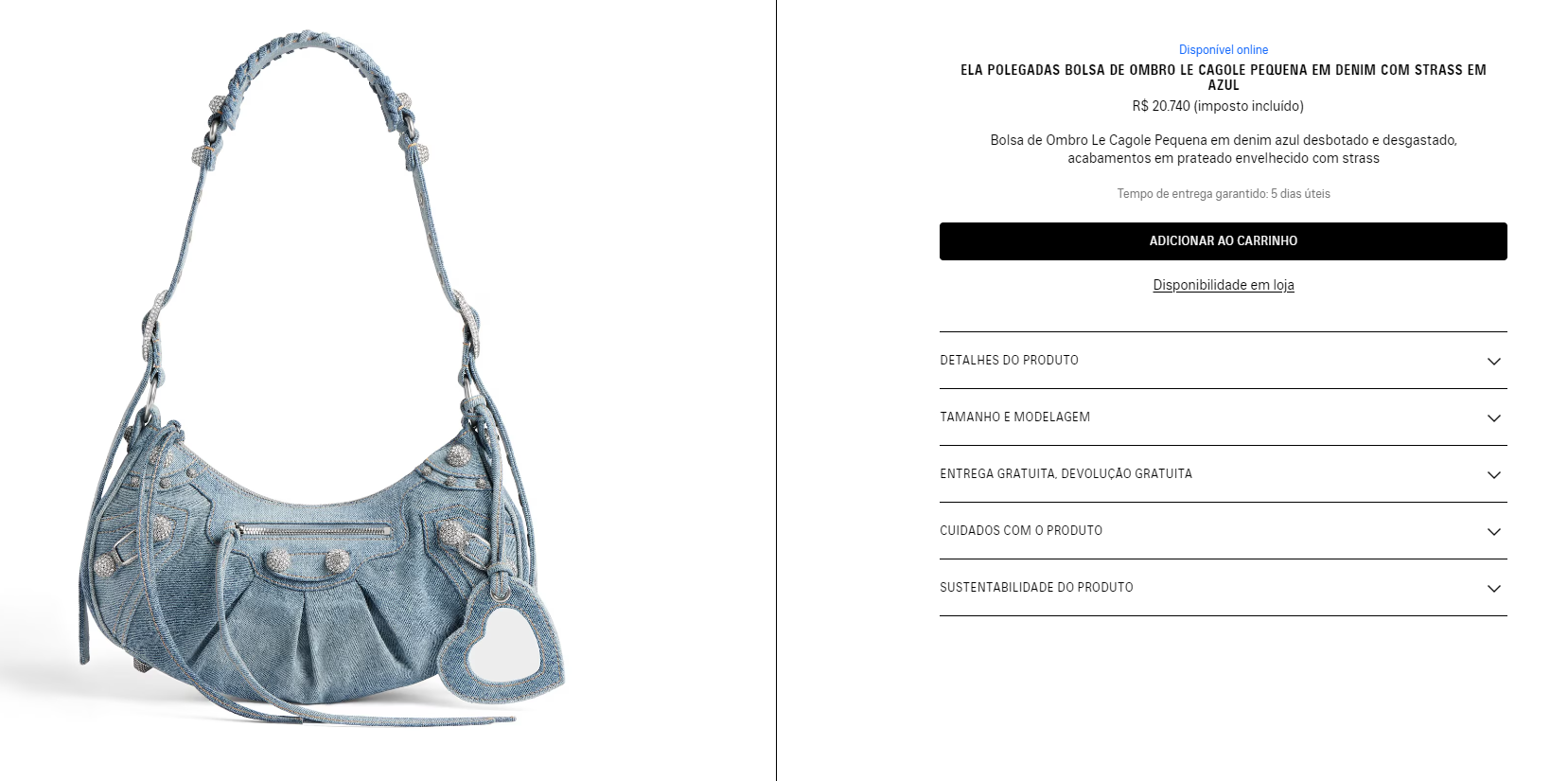 Bolsa da grife Balenciaga, comercializada por R$20 mil • Reprodução
