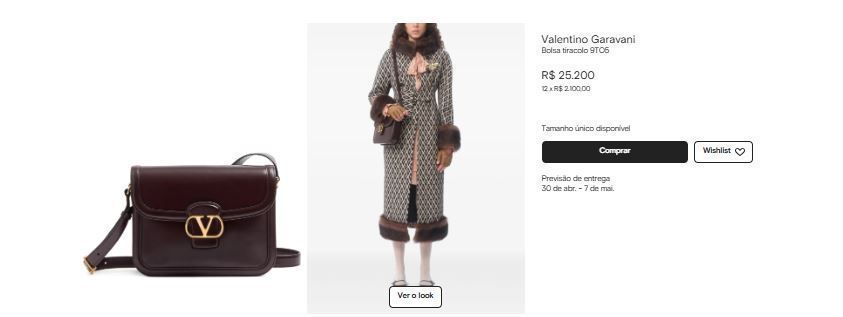 Odete Roitman usa bolsa Valentino em retorno ao Brasil • Reprodução/Farfetch