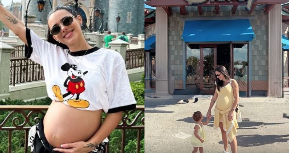 Bruna biancardi mostra barrigão de gravidez ao posar com mavie na disney | cnn brasil