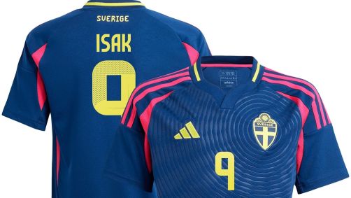 Camisa da Suécia de 2024 com detalhes em rosa