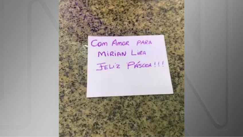 Bilhete enviado com ovo de Páscoa • Reprodução