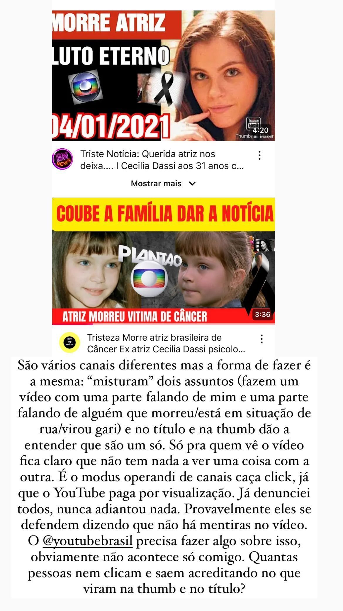 Cecília Dassi rebate fake news sobre morte • Instagram/Cecília Dassi