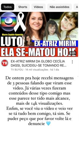 Cecília Dassi rebate fake news sobre morte • Instagram/Cecília Dassi