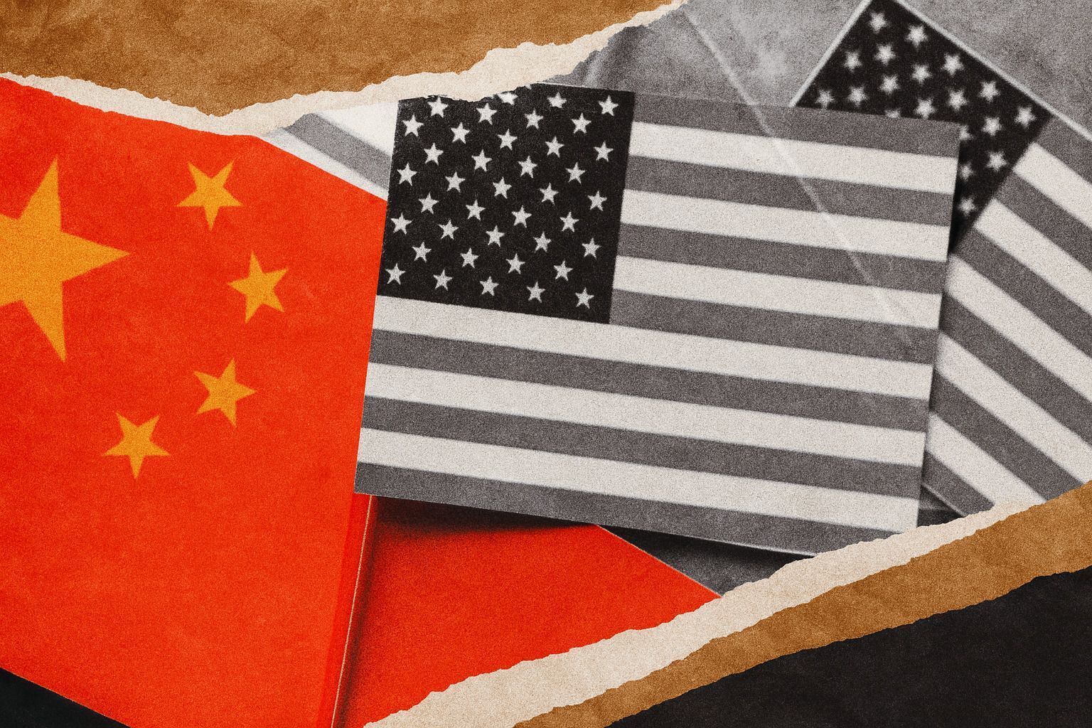 Bandeiras da China e dos EUA