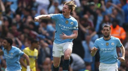 De Bruyne comemora gol do Manchester City