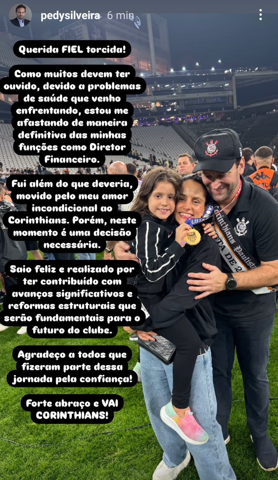 Pedro Silveira, agora ex-diretor financeiro do Corinthians, publicou posicionamento • Reprodução