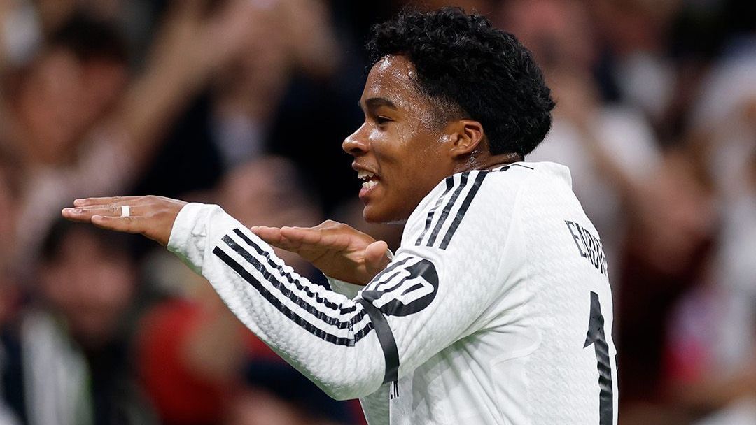 Endrick faz a dancinha na comemoração de seu gol pelo Real Madrid contra a Sociedad