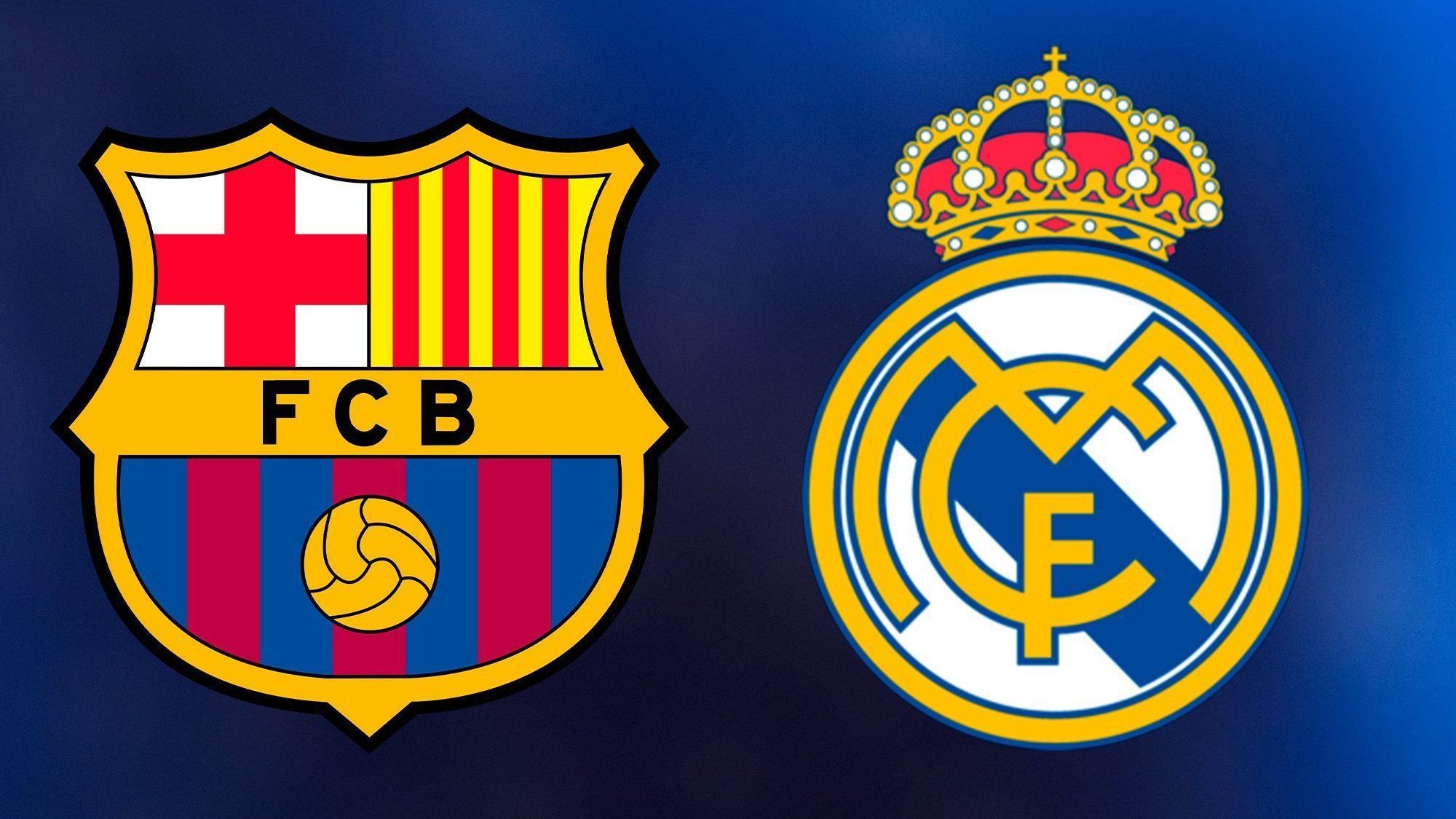 Escudos de Barcelona e Real Madrid