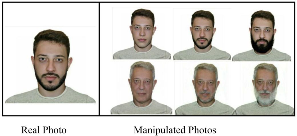 Pesquisadores mostraram a 171 participantes fotos manipuladas de homens com aparência mais jovem ou mais velha • Reprodução