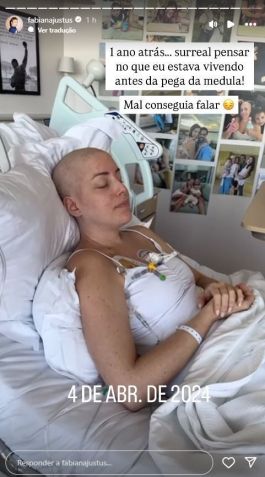 Fabiana Justus foi submetida a transplante de medula óssea • Instagram/Fabiana Justus