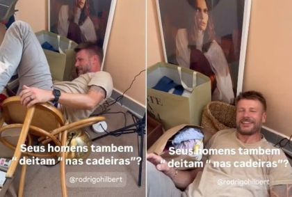 Fernanda Lima grava Rodrigo Hilbert após o marido cair da cadeira