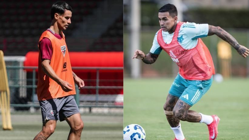 Ferreirinha e Dudu em treinos de São Paulo e Cruzeiro