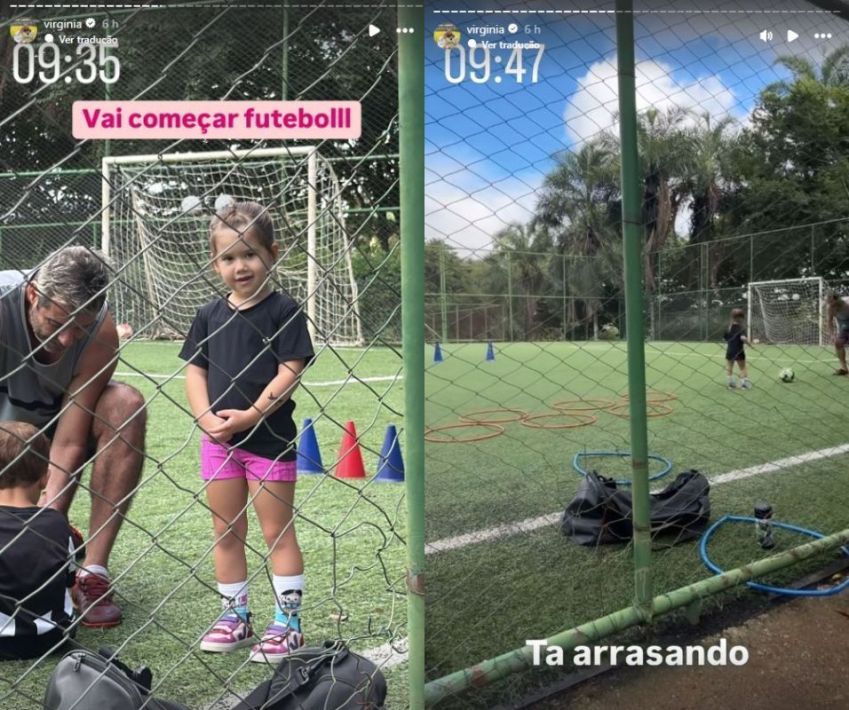 Maria Alice em primeira aula de futebol • Instagram/Virginia Fonseca