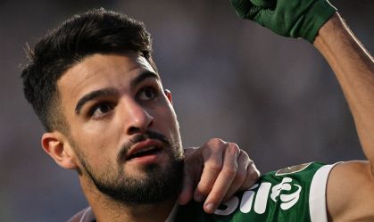 Flaco López comemora gol do Palmeiras contra o Bolívar