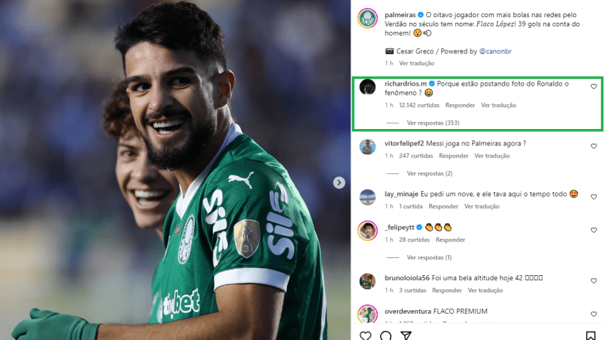 O elogio de Richard Ríos para Flaco Lopez • Reprodução/Instagram