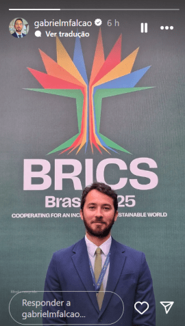 Gabriel Falcão em missão de diplomacia • Instagram/ Gabriel Falcão