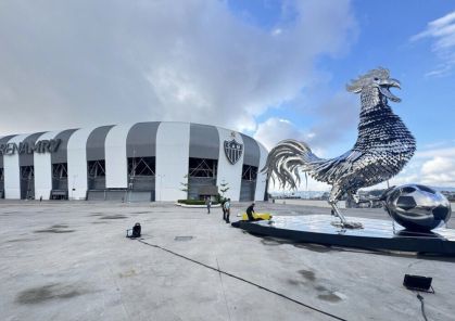 O Galo Inox, inaugurado na Arena MRV, casa do Atlético-MG