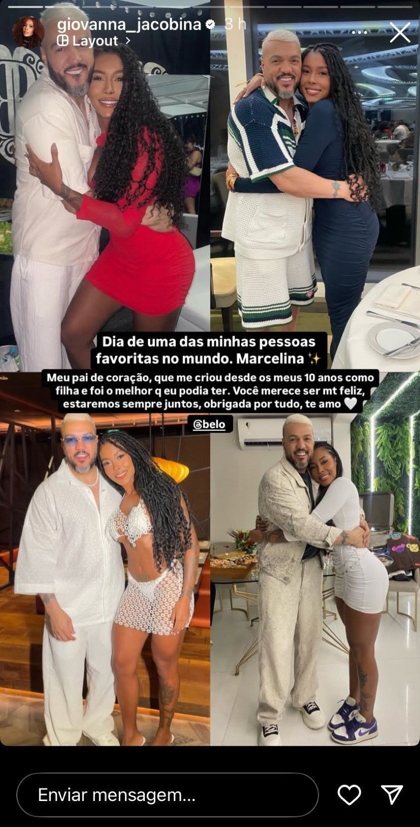 Giovanna Jacobina elogiou Belo em seu aniversário • Instagram/Giovanna Jacobina
