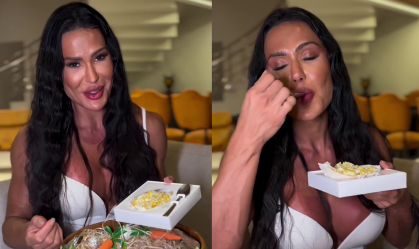 Gracyanne Barbosa mostra presente de Páscoa com tapioca e ovo mexido