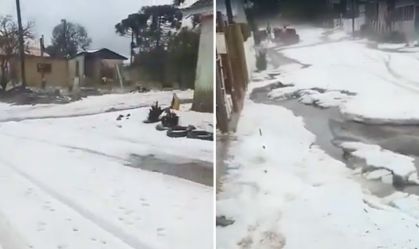 Região serrana de Santa Catarina tem chuva de granizo; veja imagens