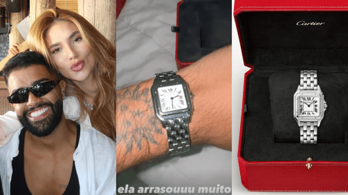 Modelo escolhido pela esposa do cantor Zé Felipe é feito de aço e quartzo e tem o mostrador prateado e os ponteiros em aço azulado em forma de espada