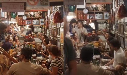 Humberto Carrão é flagrado tocando em samba do Rio de Janeiro; veja