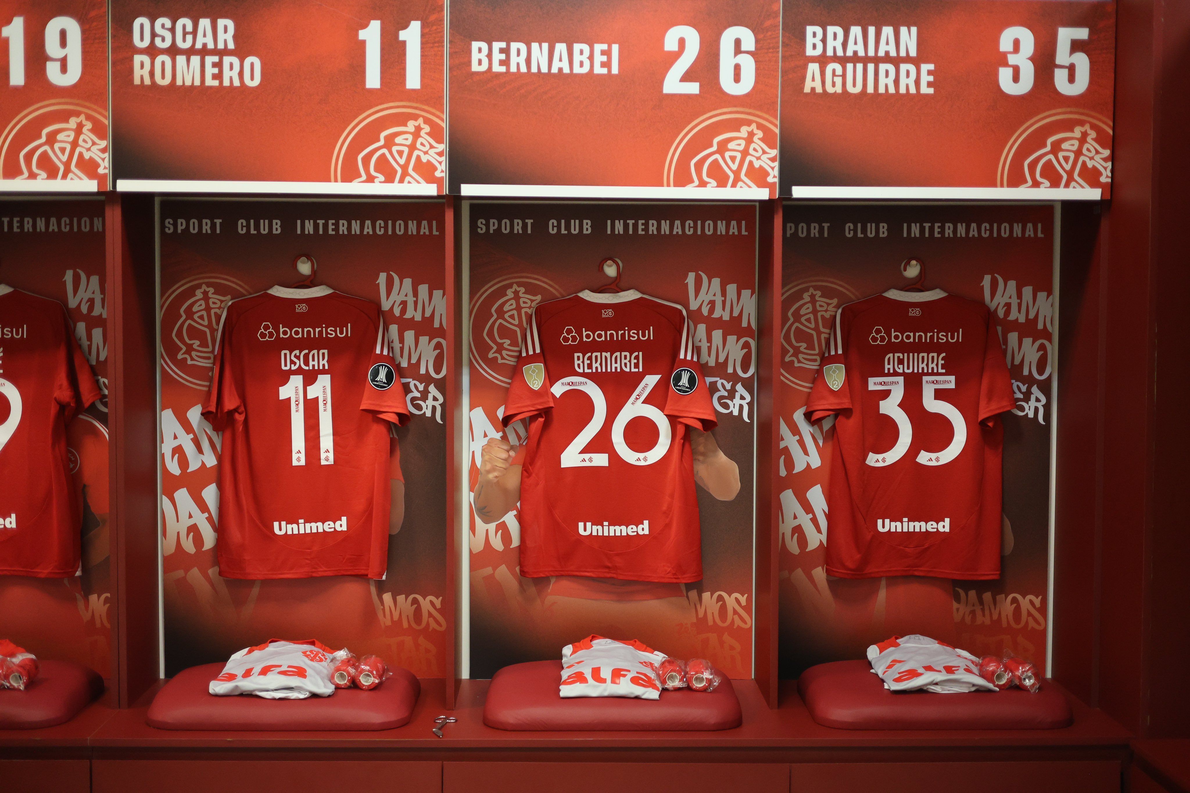 Vestiário do Internacional antes do duelo com Nacional-URU