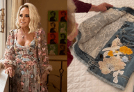 Ana Maria Braga mostra jaqueta jeans com partes do seu vestido de casamento