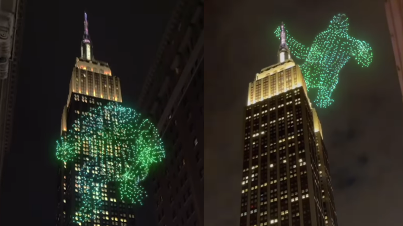 De acordo um dos especialistas que projetaram o show, foi necessário uma operação em larga escala com uma grande equipe para tornar a visualização da cena clássica de um animal gigante escalando o prédio
