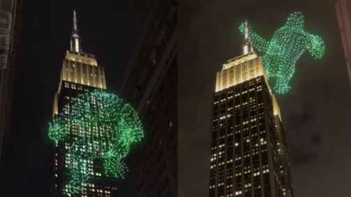 De acordo um dos especialistas que projetaram o show, foi necessário uma operação em larga escala com uma grande equipe para tornar a visualização da cena clássica de um animal gigante escalando o prédio