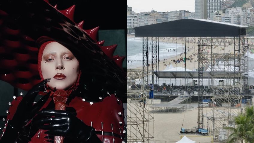 Palco que receberá show gratuito de Lady Gaga em Copacabana já está sendo montado • Reprodução/YouTube | GS Soluçoes e Imagens