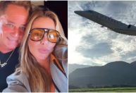 Leonardo e Poliana conhecem novo avião avaliado em R$ 30 mi de Virginia