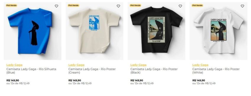 Lady Gaga comercializa itens oficiais de show no Rio de Janeiro • Reprodução/Universal Music Store