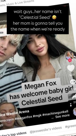 "Espere, galera. O nome dela não é 'Semente Celestial'. A mãe dela vai contar o nome para vocês quando ela estiver pronta" • Instagram/Machine Gun Kelly