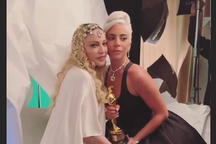 Madonna e Lady Gaga no Oscar 2019 • Reprodução/X