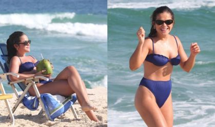 Maisa aproveita dia de sol com a família em praia do Rio; veja fotos