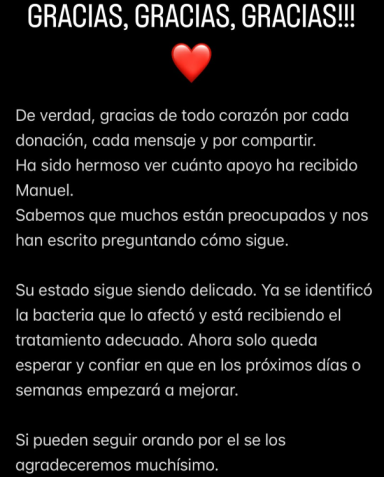 Mario Móran agradece por mensagens e doações para Manuel Masalva • Instagram/Mario Morán