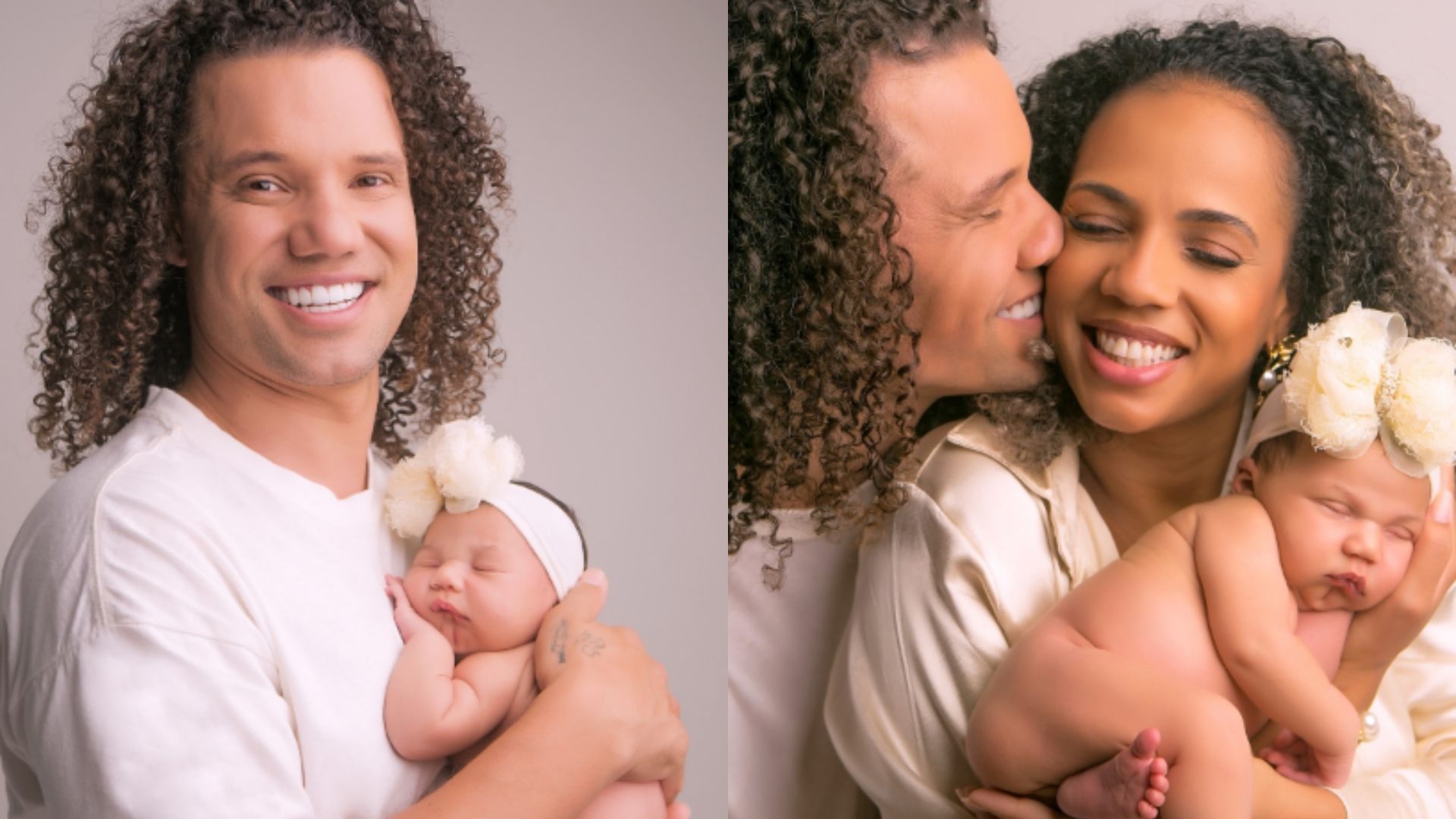 Maycon Cosmer postou um ensaio com a filha e a espoa de Páscoa