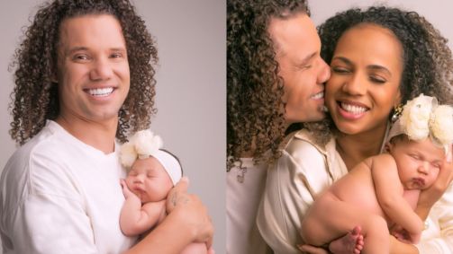 Maycon Cosmer postou um ensaio com a filha e a espoa de Páscoa