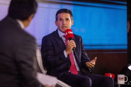 O presidente da Câmara dos Deputados, Hugo Motta, durante o painel Pulso Econômico: o plano para o Brasil do CNN Talks - Especial CNN Money