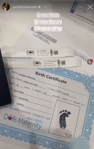 Fábio de Melo mostrou certidão da boneca • Instagram/Fábio de Melo