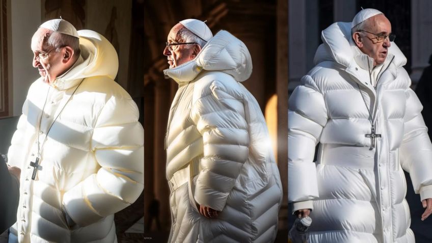 A ferramenta Midjourney criou por meio de IA uma jaqueta puffer para papa Francisco • Reprodução/X