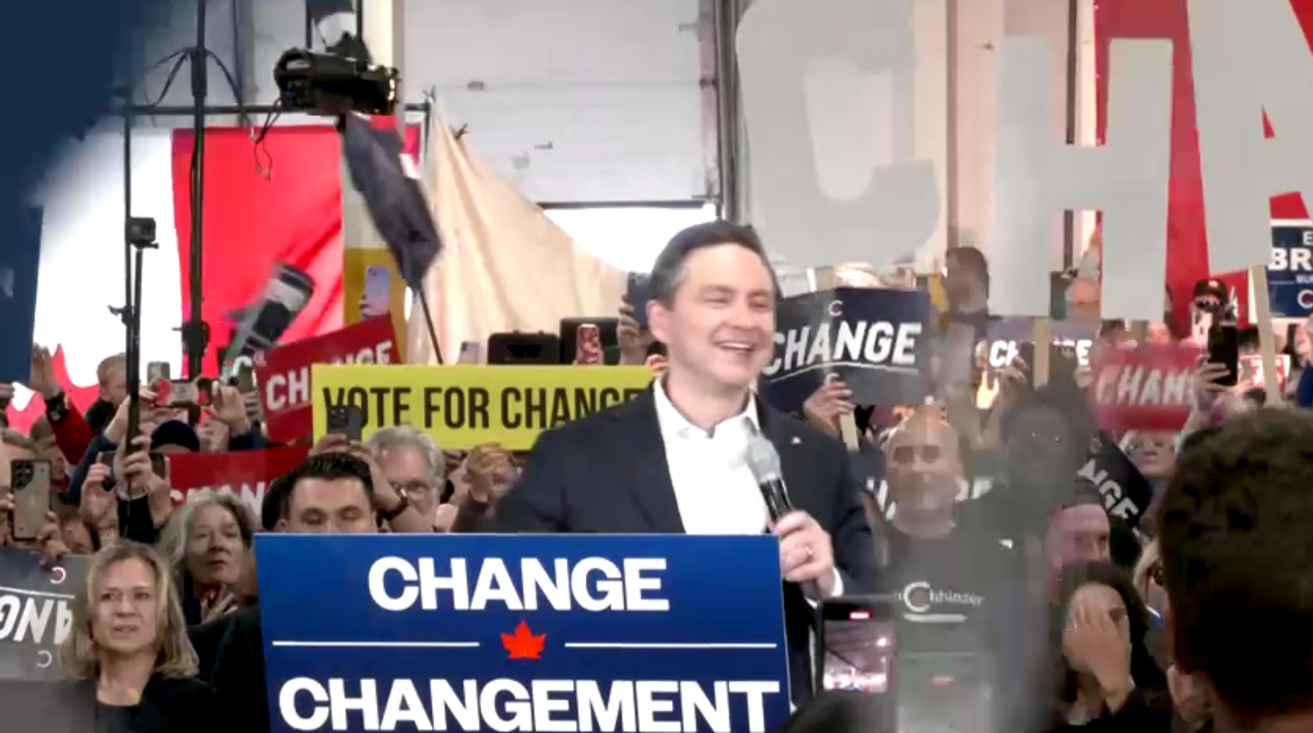 Pierre Poilievre, candidato conservador das eleições do Canadá. • Reprodução/Reuters