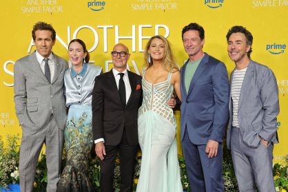 Ryan Reynolds, Emily Blunt, Stanley Tucci, Blake Lively, Hugh Jackman, e Shawn Levy na première de "Outro Pequeno Favor" em Nova York