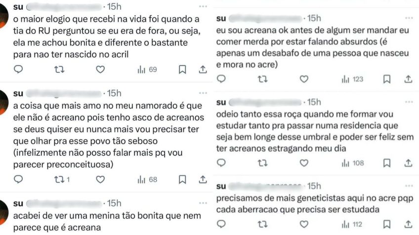 Comentários da estudante • Reprodução/Redes Sociais