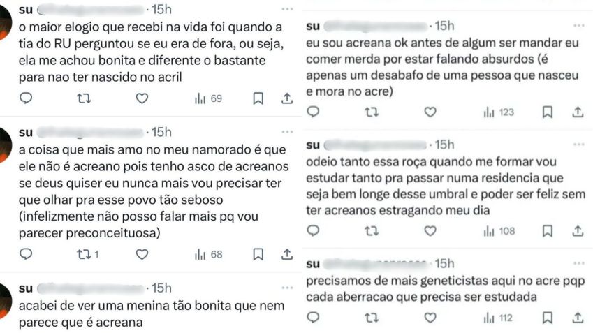 Comentários da estudante • Reprodução/Redes Sociais