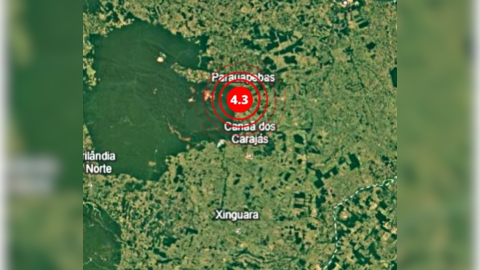 Parauapebas, cidade do Pará, registrou o maior tremor de terra desde 1900 na madrugada desta terça-feira (3) • Divulgação/Rede Sismográfica Brasileira