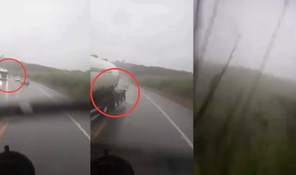 Vídeo: Motorista grava caminhão despencando em barranco de MG