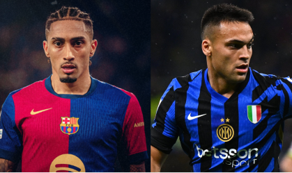 Montagem com Raphinha e Lautaro Martínez