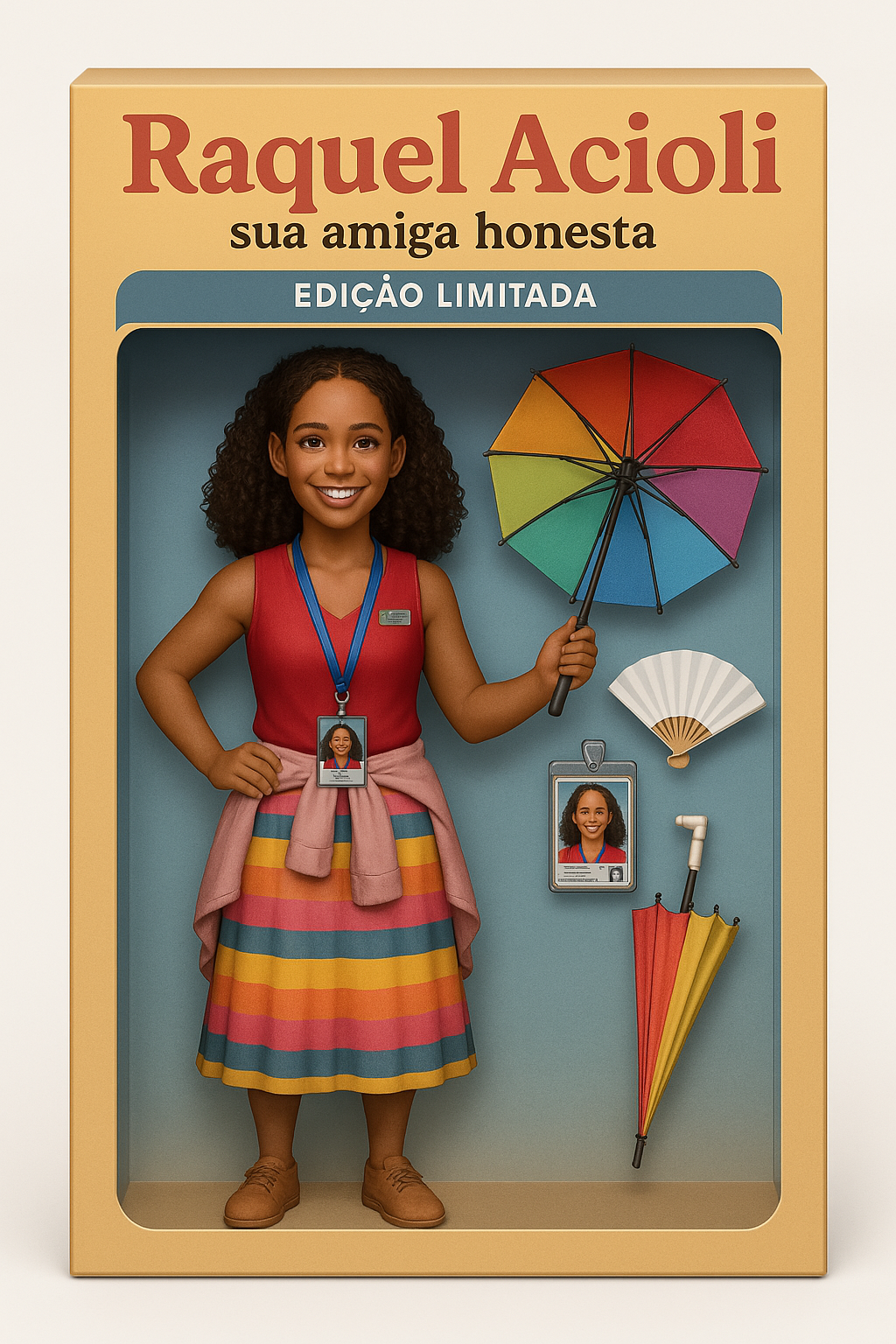 Boneco no estilo de Action Figure da personagem Raquel Acioli • ChatGPT